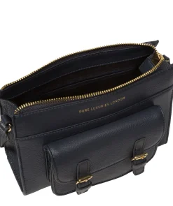 Monica' Navy Nappa Leather Cross Body Bag