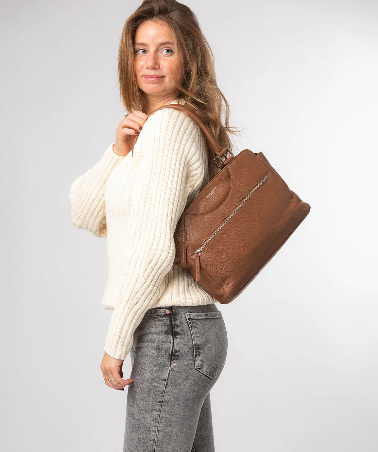 Mooki' Rich Tan Leather Handbag