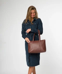 Morden' Chestnut Leather Tote Bag