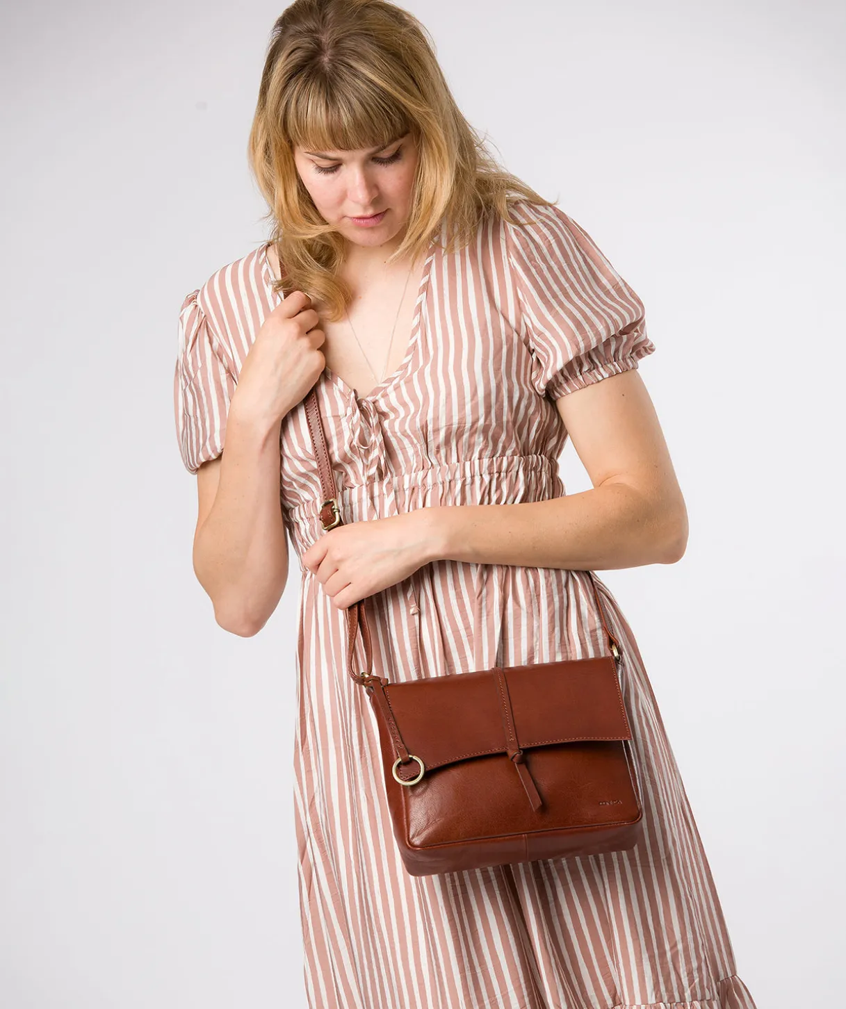 Myla' Conker Brown Leather Cross Body Bag