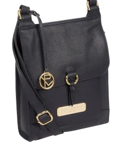 Naomi' Navy Leather Cross Body Bag