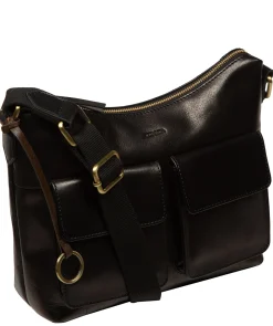 Natalie' Black Leather Shoulder Bag