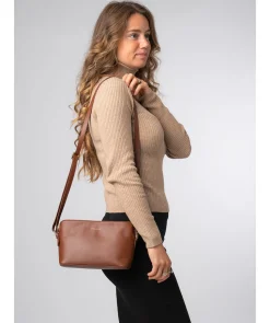 Natalie' Caramel Leather Cross Body Bag
