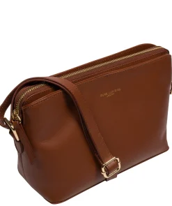 Natalie' Caramel Leather Cross Body Bag