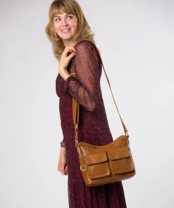 Natalie' Dark Tan Leather Shoulder Bag