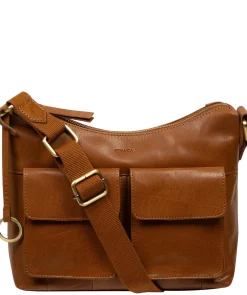 Natalie' Dark Tan Leather Shoulder Bag