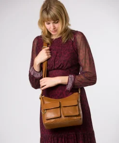 Natalie' Dark Tan Leather Shoulder Bag