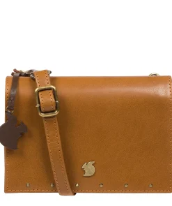 Nemo' Dark Tan Leather Cross Body Clutch Bag