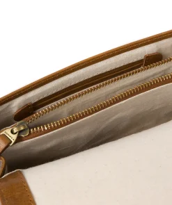 Nemo' Dark Tan Leather Cross Body Clutch Bag