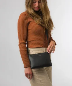Nessa' Black Nappa Leather Cross Body Bag