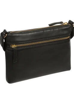 Nessa' Black Nappa Leather Cross Body Bag