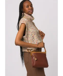 Nikita' Conker Brown & Dark Tan Leather Cross Body Bag