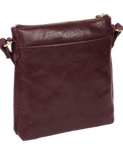 Nikita' Plum Leather Cross Body Bag
