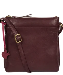 Nikita' Plum Leather Cross Body Bag