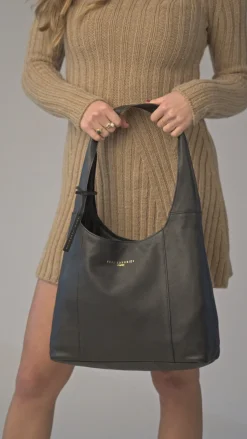 Nina' Black Leather Shoulder Bag