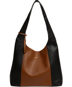 Nina' Black & Tan Leather Shoulder Bag