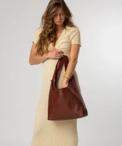 Nina' Chestnut Leather Shoulder Bag