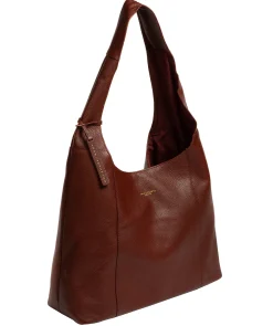 Nina' Chestnut Leather Shoulder Bag