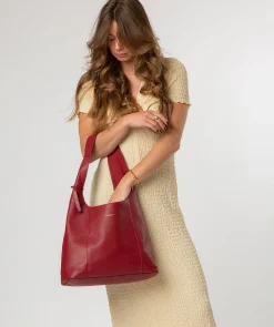 Nina' Darkest Red Leather Shoulder Bag