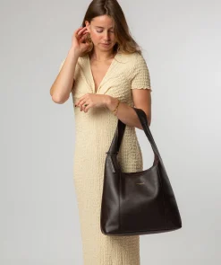 Nina' Espresso Leather Shoulder Bag