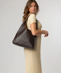 Nina' Espresso Leather Shoulder Bag