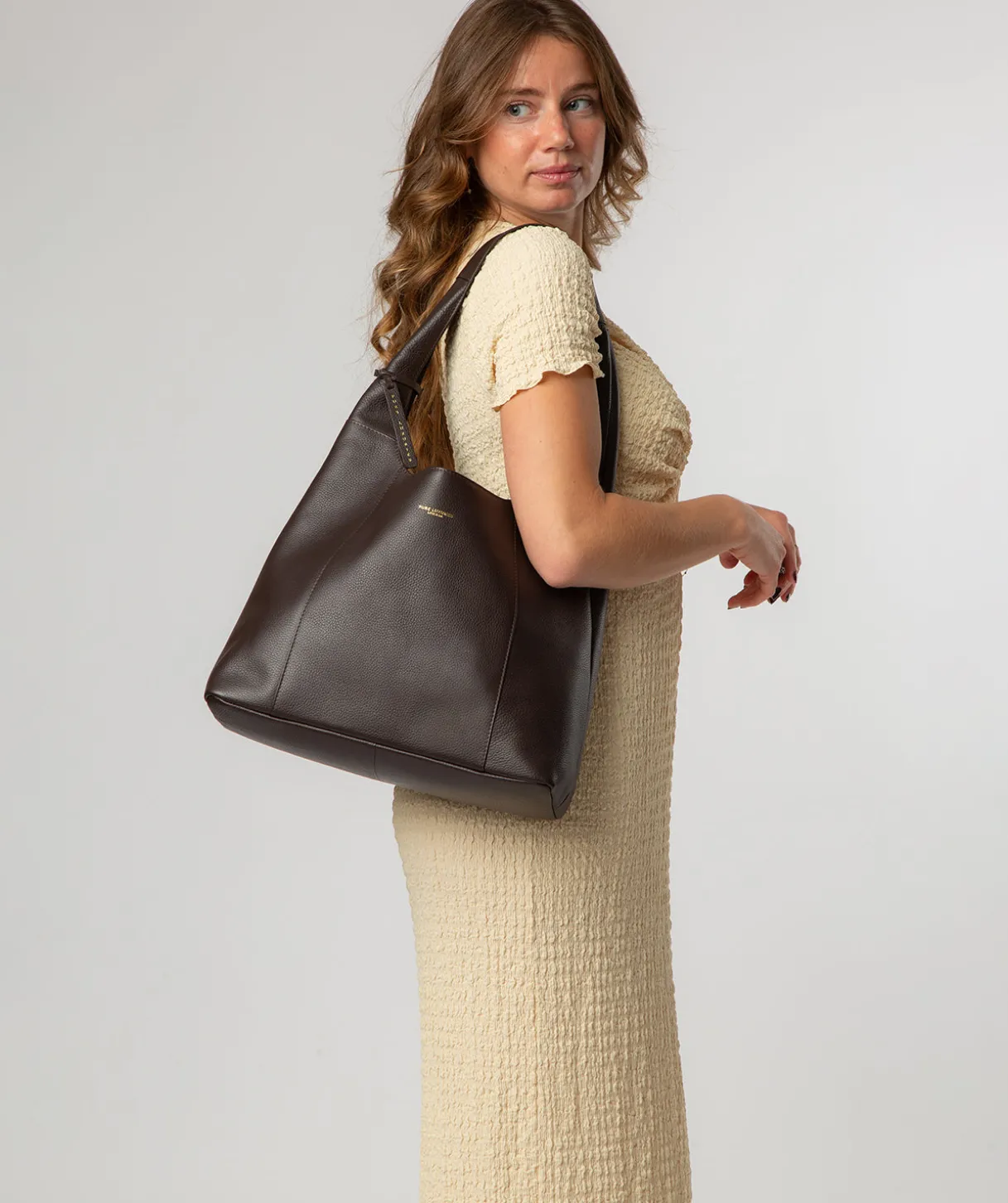 Nina' Espresso Leather Shoulder Bag
