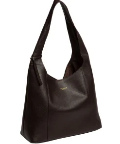 Nina' Espresso Leather Shoulder Bag