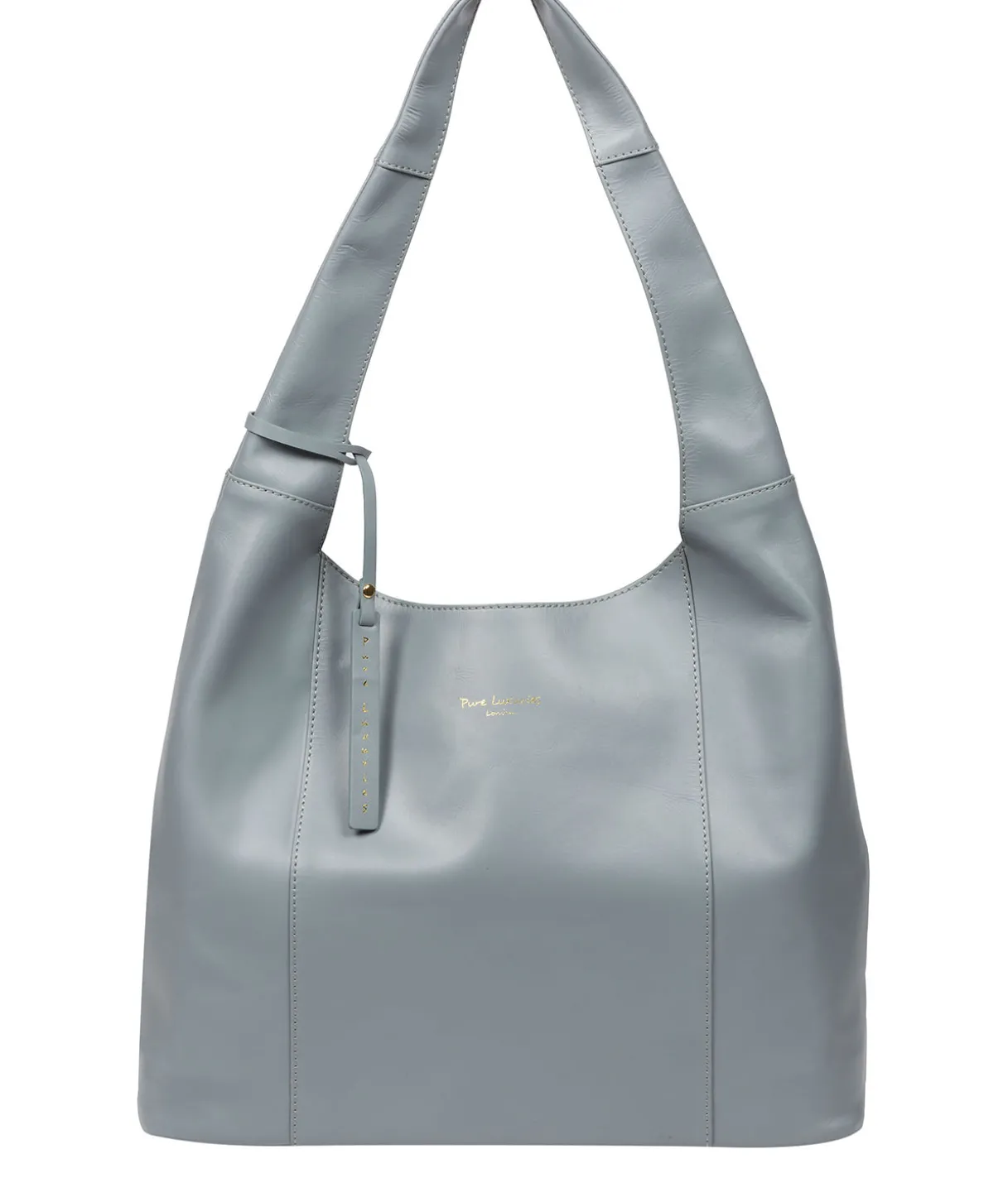 Nina' Hazy Blue Leather Shoulder Bag