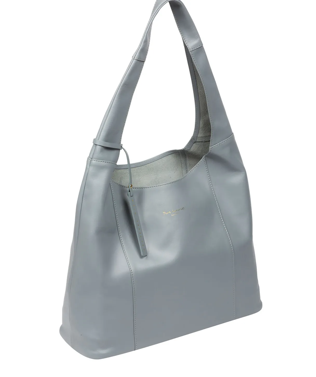 Nina' Hazy Blue Leather Shoulder Bag