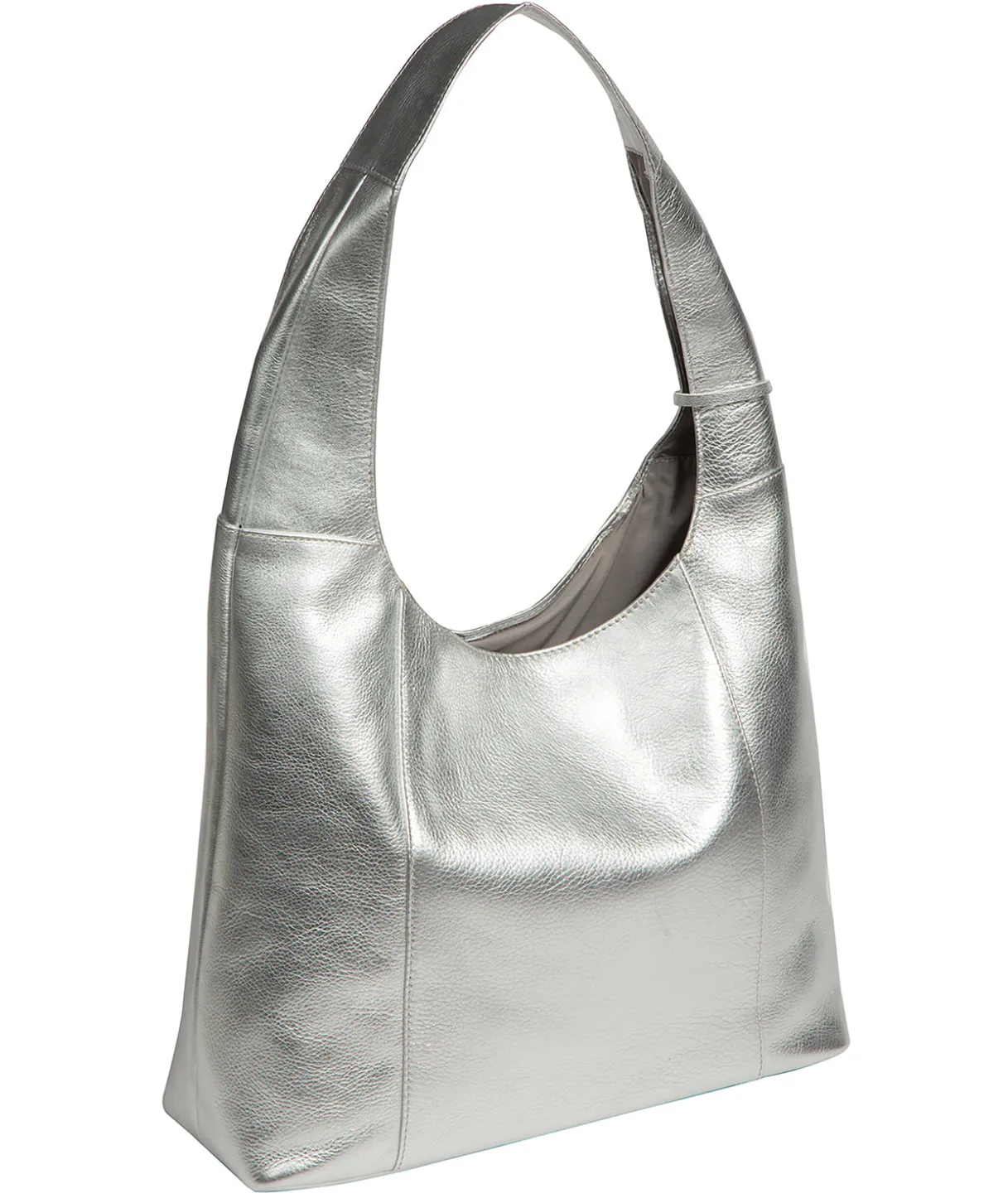 Nina' Metallic Silver Leather Shoulder Bag
