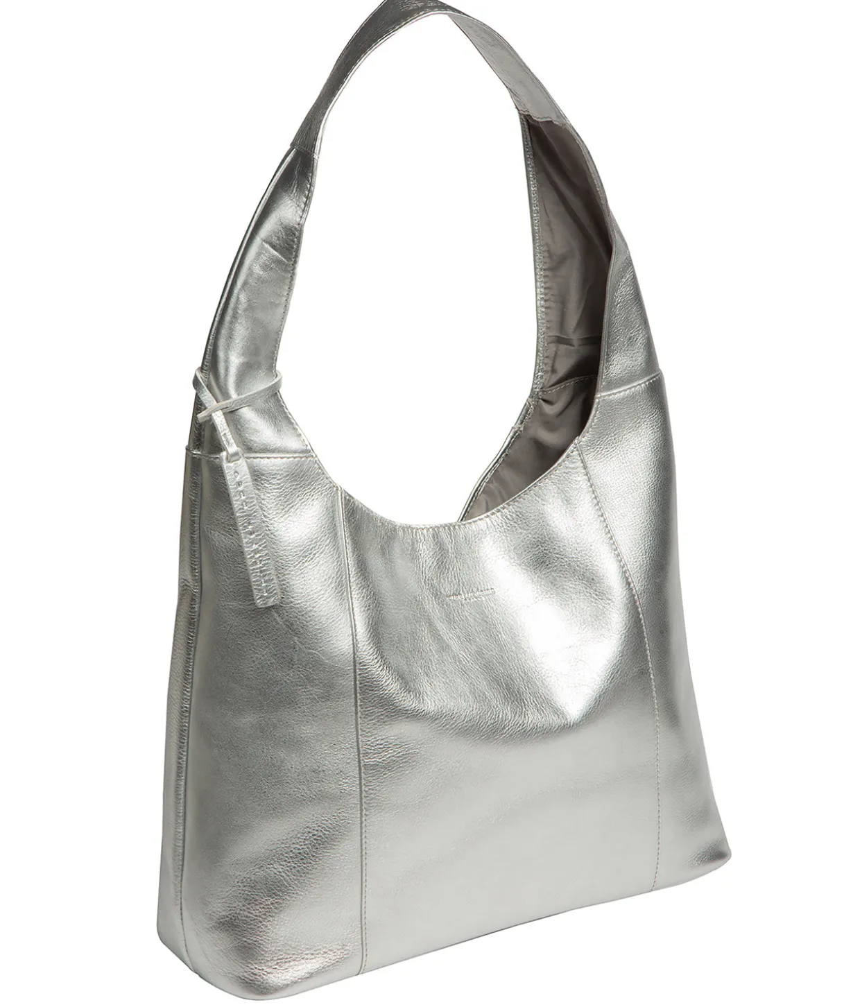 Nina' Metallic Silver Leather Shoulder Bag