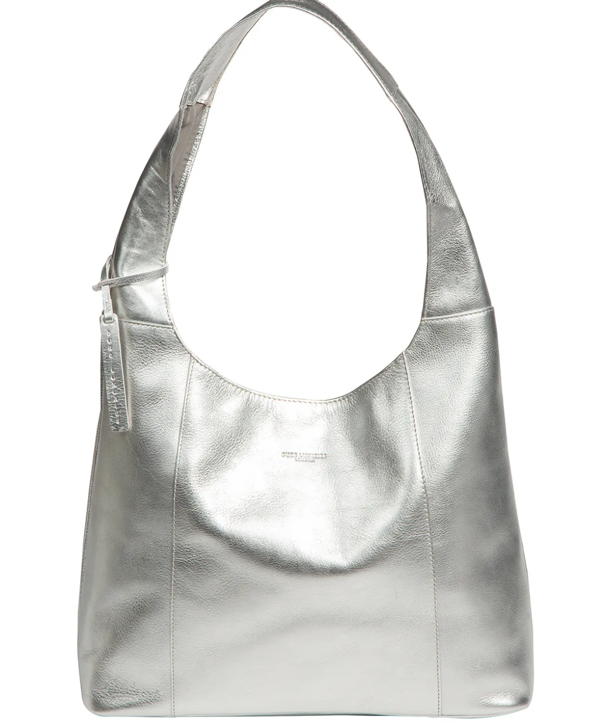 Nina' Metallic Silver Leather Shoulder Bag