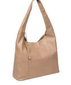 Nina' Natural Taupe Leather Shoulder Bag