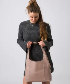 Nina' Powder Pink Leather Shoulder Bag