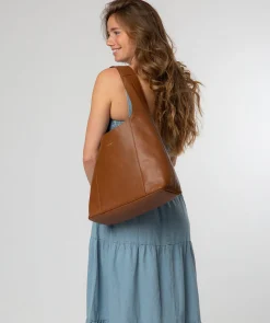 Nina' Rich Tan Leather Shoulder Bag