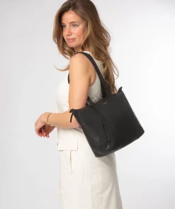 Niva' Black Leather Tote Bag