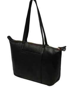 Niva' Black Leather Tote Bag