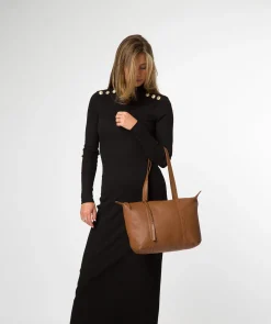 Niva' Rich Tan Leather Tote Bag