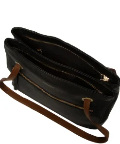 Noko' Black & Rich Tan Leather Handbag