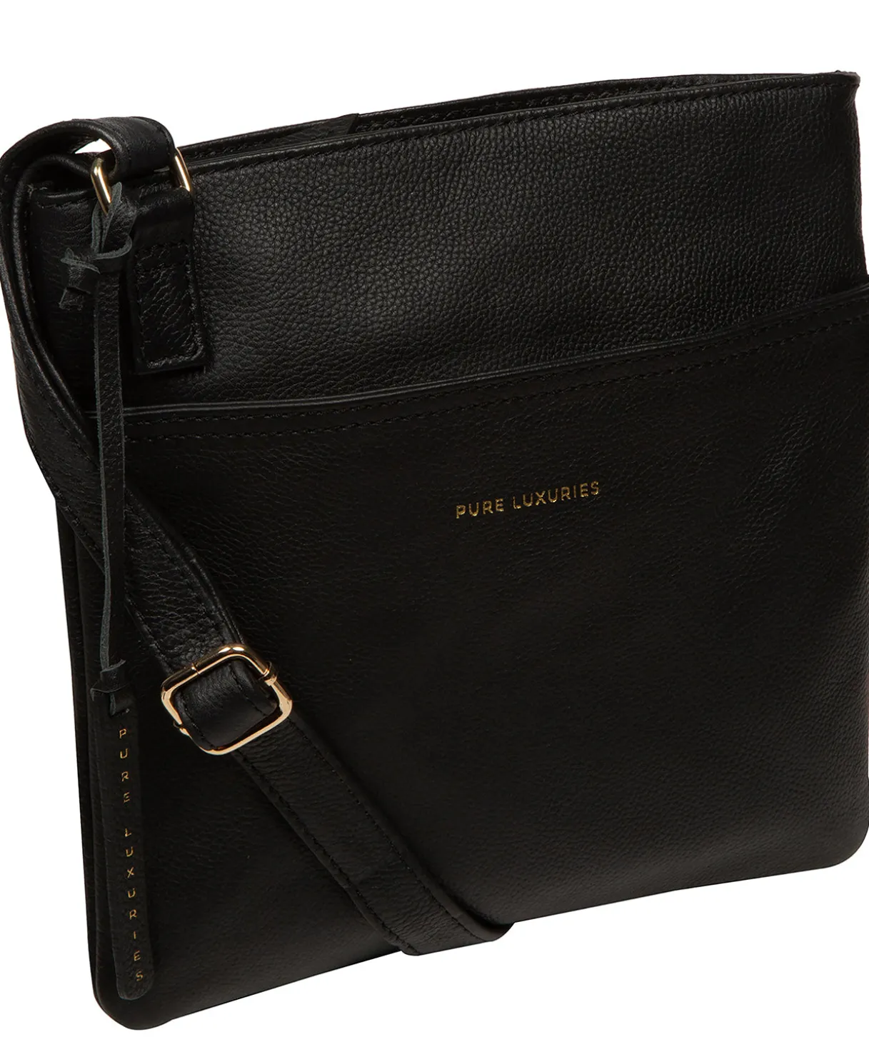 Nola' Black Leather Cross Body Bag