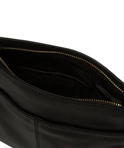 Nola' Black Leather Cross Body Bag