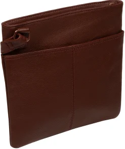 Nola' Chestnut Leather Cross Body Bag