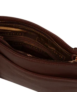 Nola' Chestnut Leather Cross Body Bag