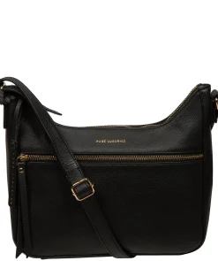 Nunwell' Black Leather Cross Body Bag