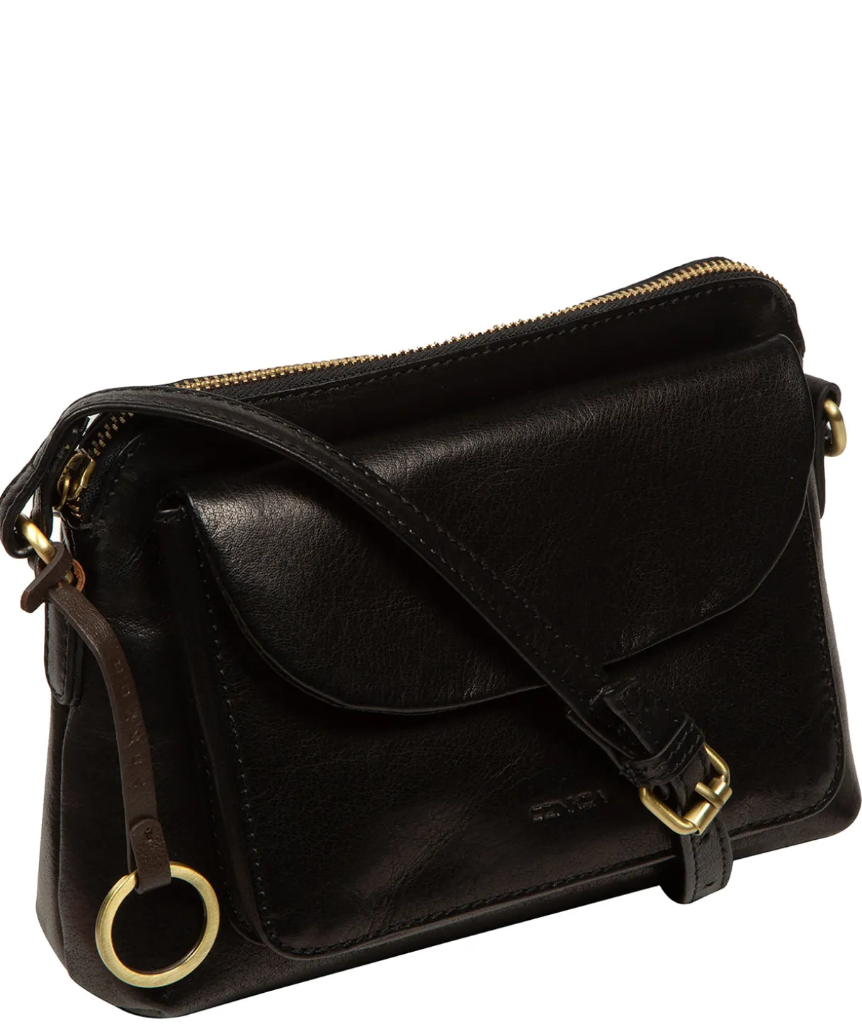 Odalis' Black Leather Cross Body Bag