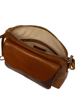 Odalis' Conker Brown & Dark Tan Leather Cross Body Bag