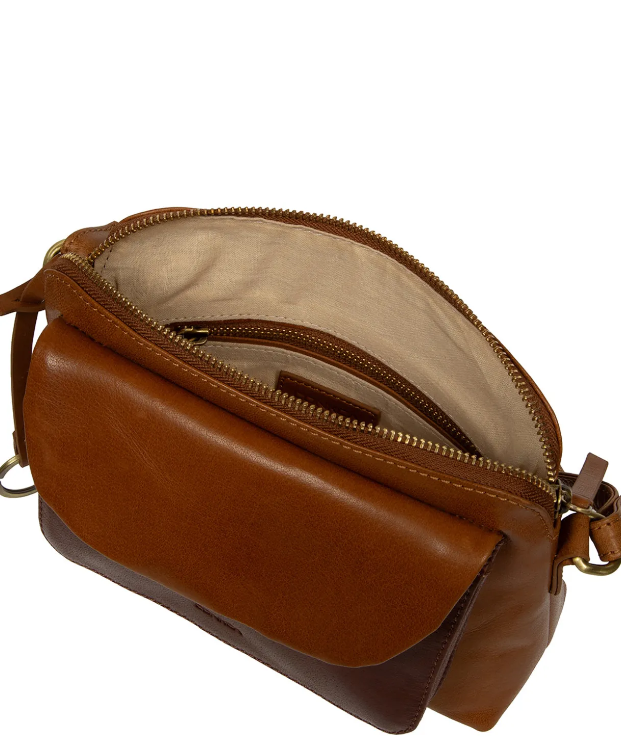 Odalis' Conker Brown & Dark Tan Leather Cross Body Bag