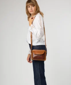Odalis' Conker Brown & Dark Tan Leather Cross Body Bag