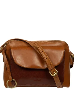 Odalis' Conker Brown & Dark Tan Leather Cross Body Bag