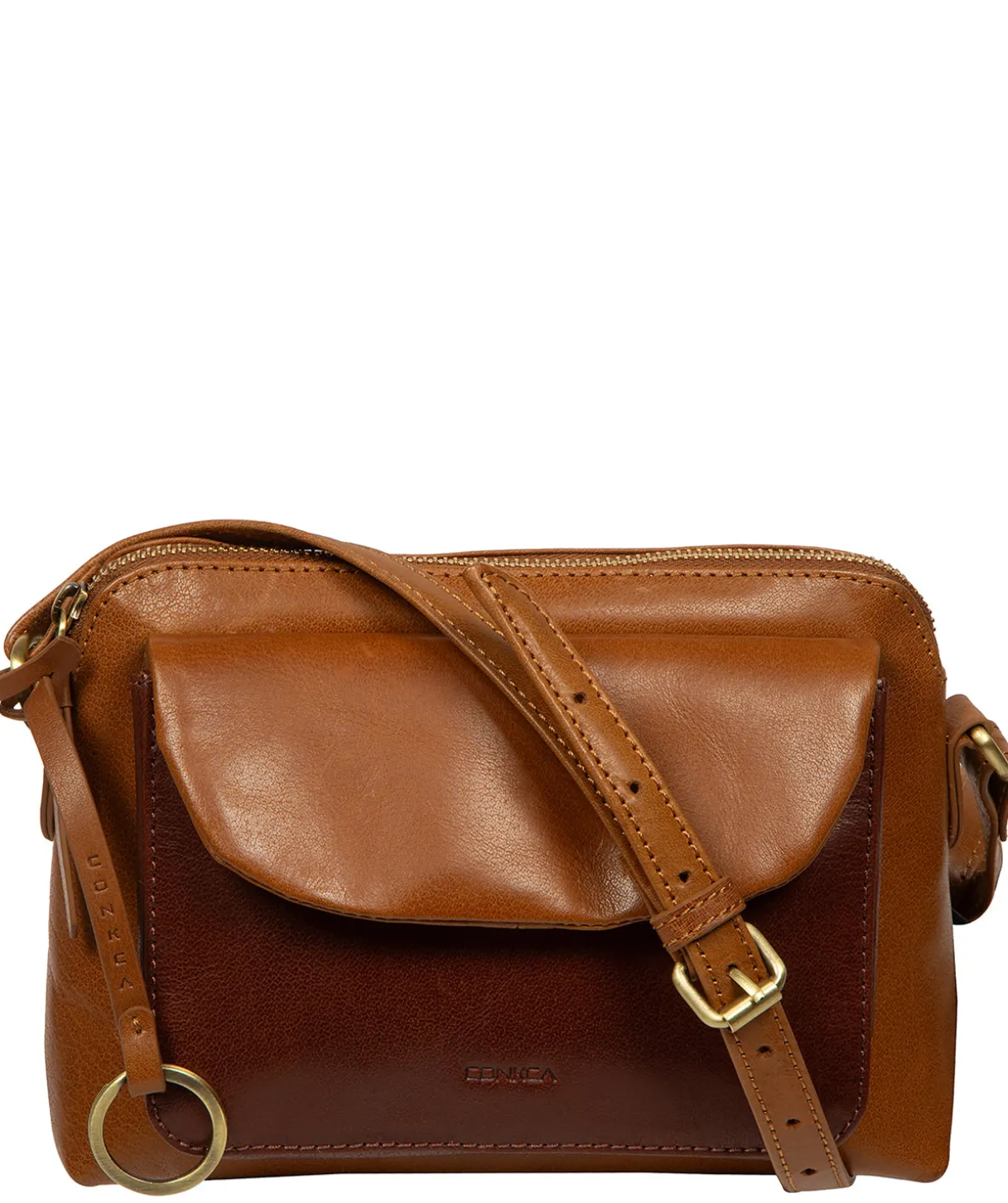 Odalis' Conker Brown & Dark Tan Leather Cross Body Bag